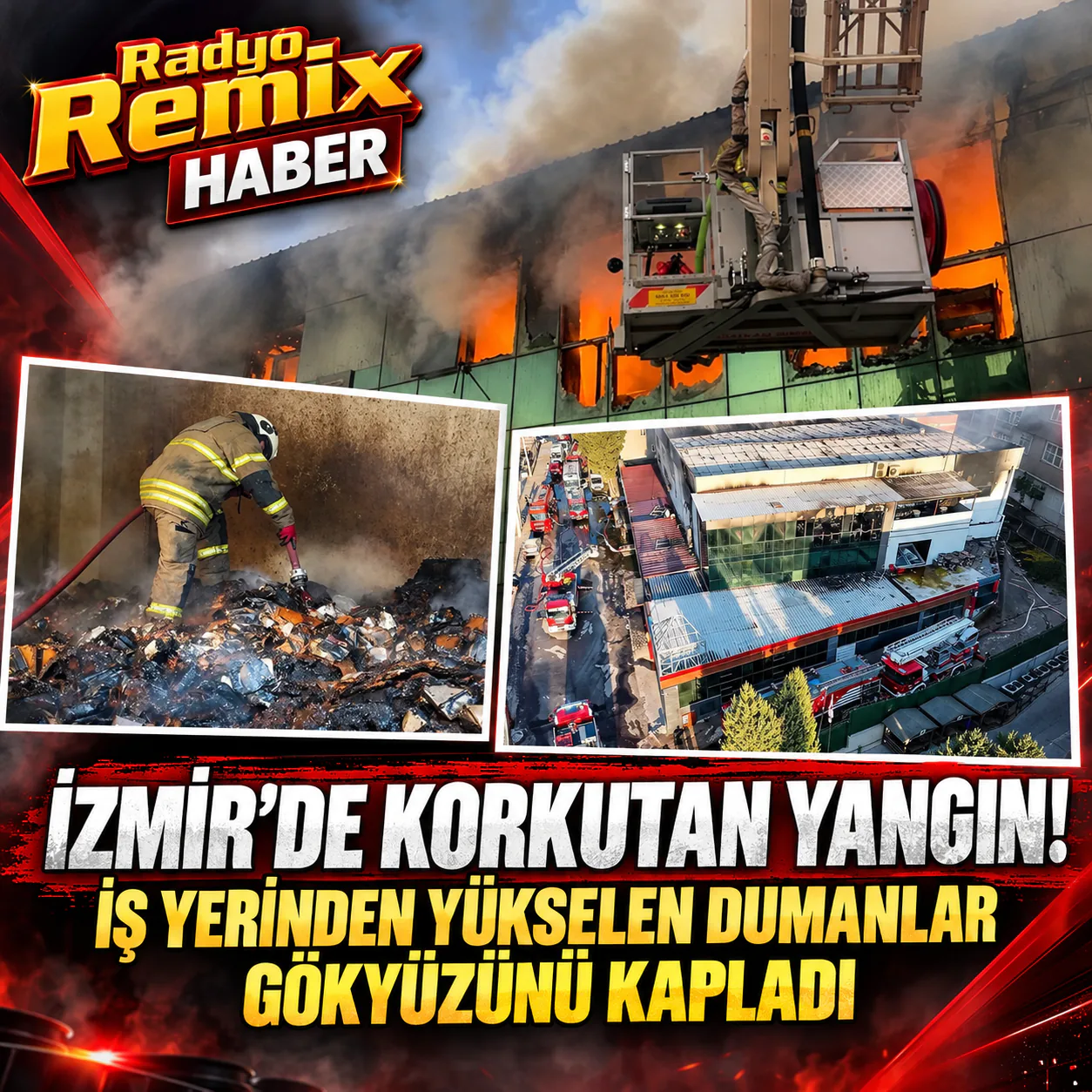 İzmir’de Korkutan Yangın! İş Yerinden Yükselen Dumanlar Gökyüzünü Kapladı