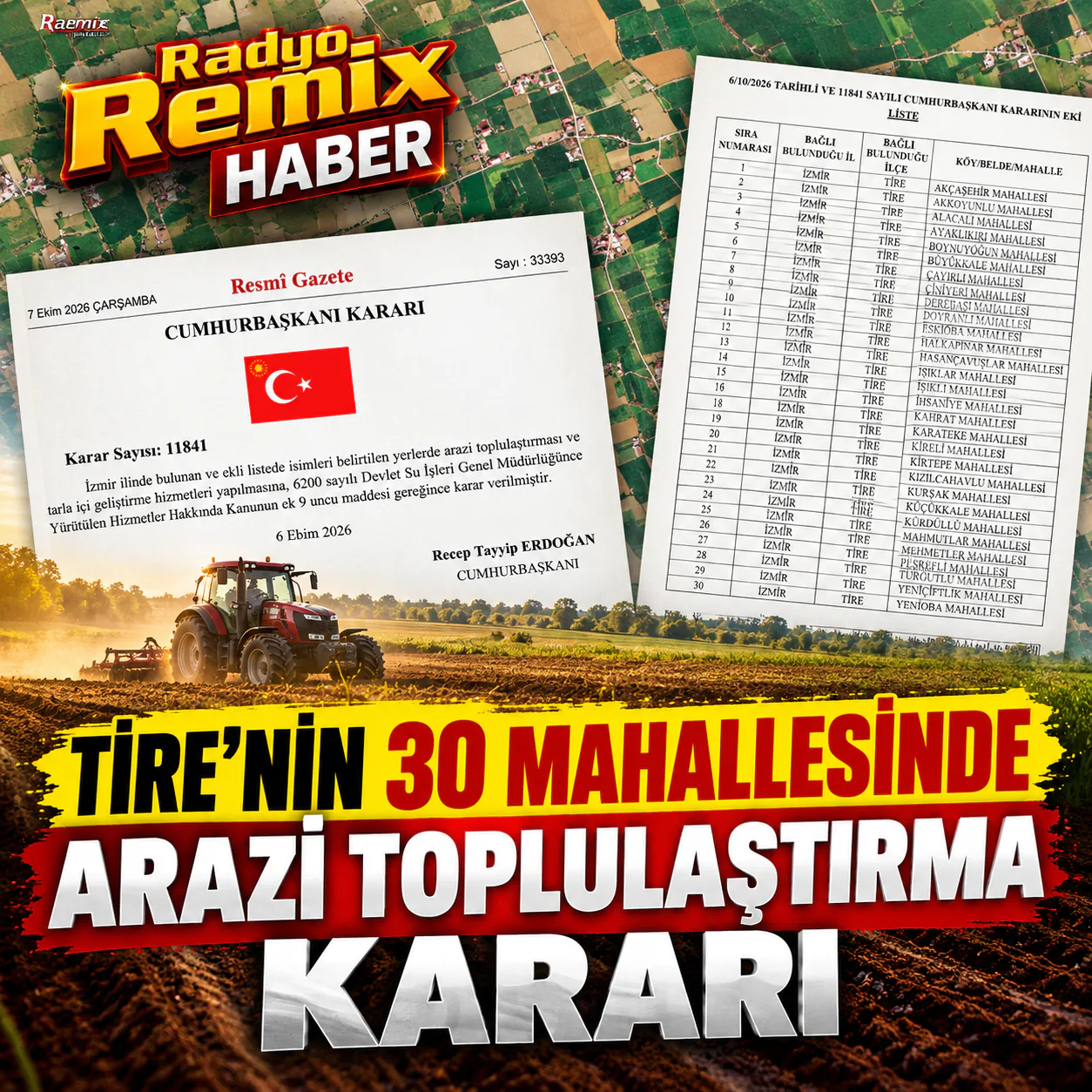 Tire’nin 30 Mahallesinde Arazi Toplulaştırma Kararı