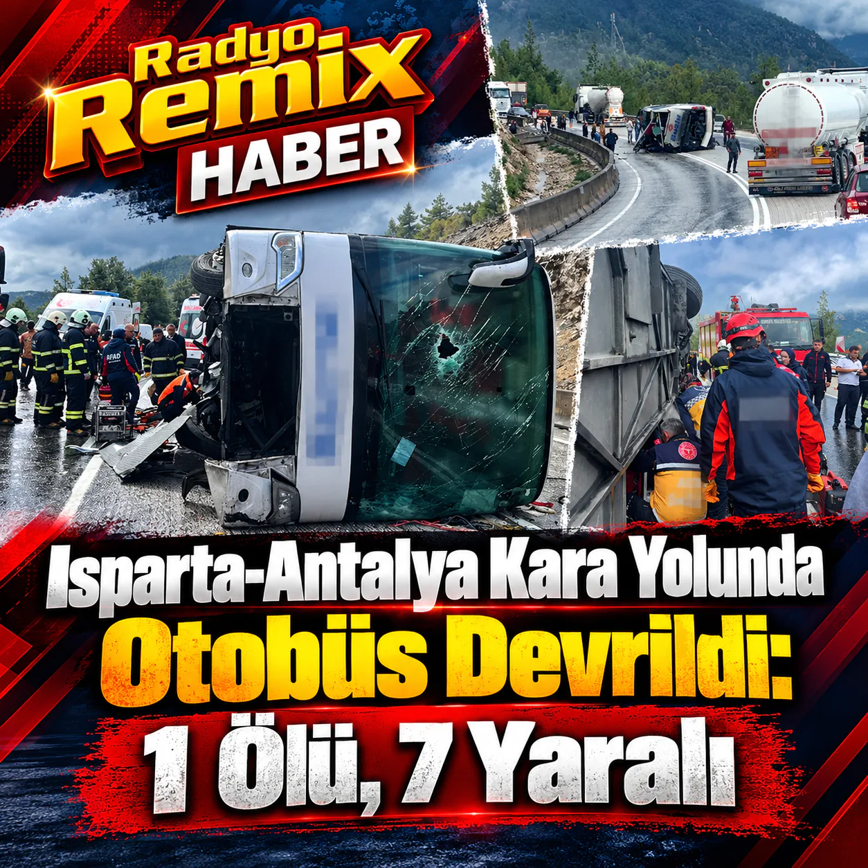 Isparta-Antalya Kara Yolunda Otobüs Devrildi: 1 Ölü, 7 Yaralı
